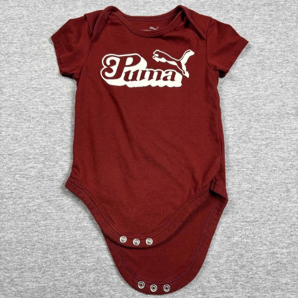Puma Baby One piece Short Sleeve Bodysuit 12 Month‎ Red Snap Closure